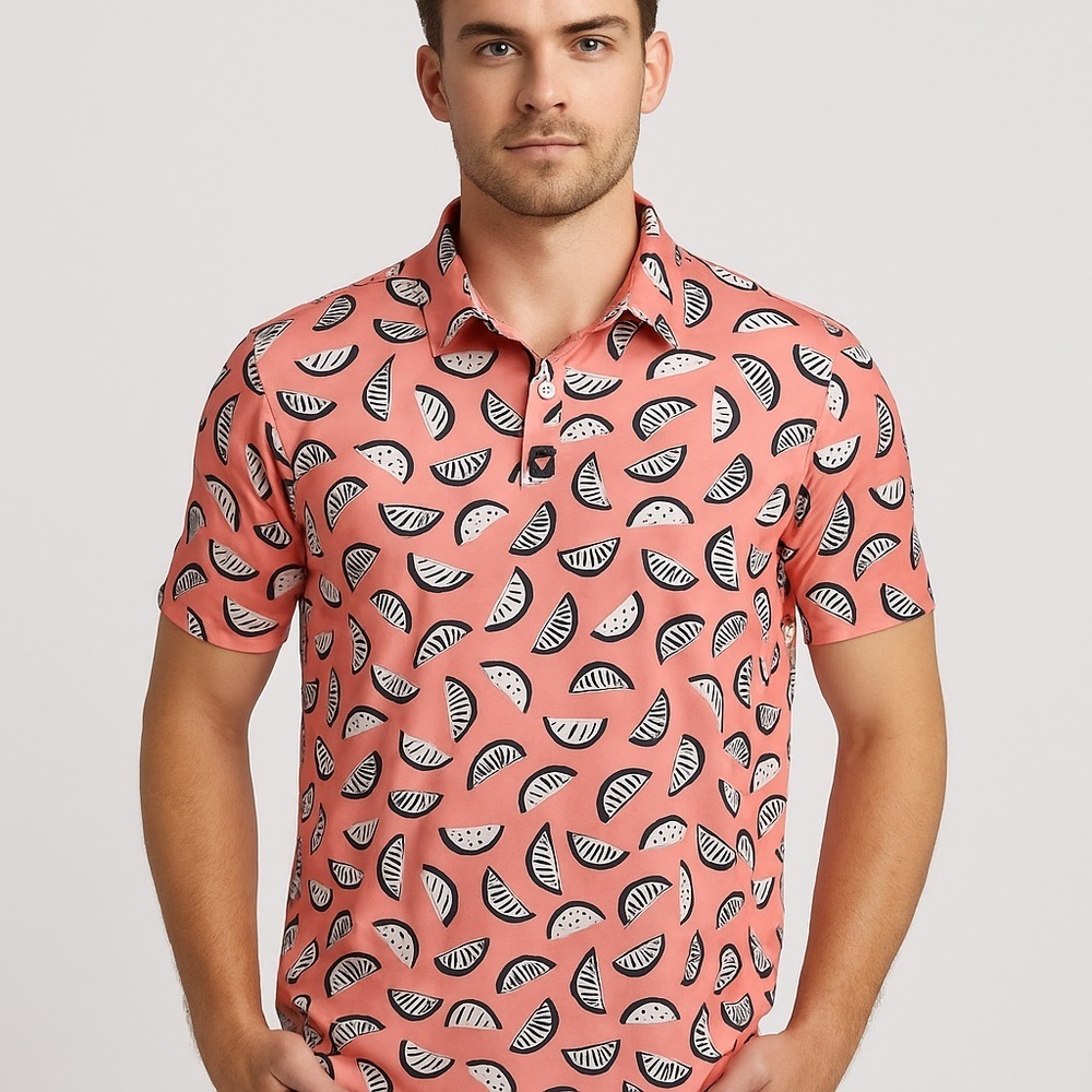 Bad Birdie Watermelon Print Golf Polo – Men’s Size Medium